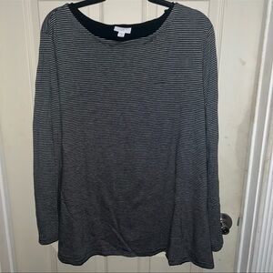 J. JILL LAYERED LONG SLEEVE BLK/GRY STRIPED MODAL BLEND PULLOVER T-SHIRT//4XL